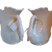 Engelse Vintage Zwanen, Porselein, Witte Plantenbakjes