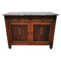 Vintage Frans Dressoir Commode, Ladekast Badkamermeubel Met Marmer Blad 212