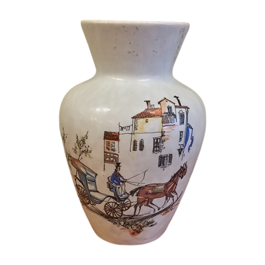 Vintage West Germany Vaas Vaasje Paard En Wagen 1