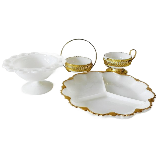 Mid-century Opaline Koffie Servies Melkglas 1960’s 1