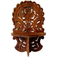 Antieke Houten Wandplank Houtsnijwerk