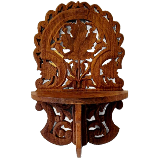 Antieke Houten Wandplank Houtsnijwerk 1