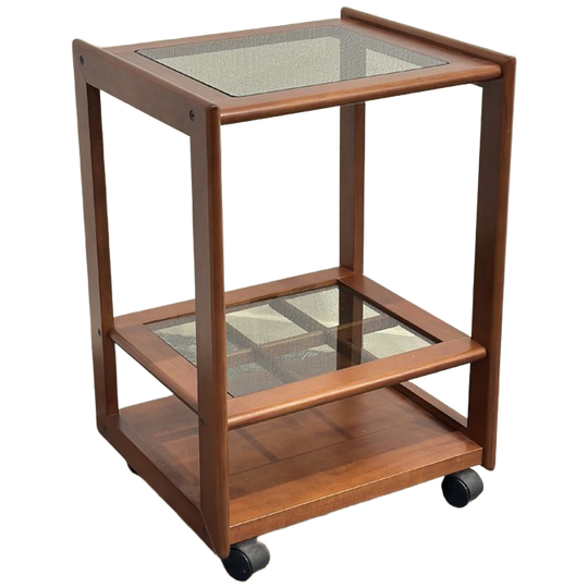 Vintage Teak Bijzettafel Audiomeubel Barcart 1
