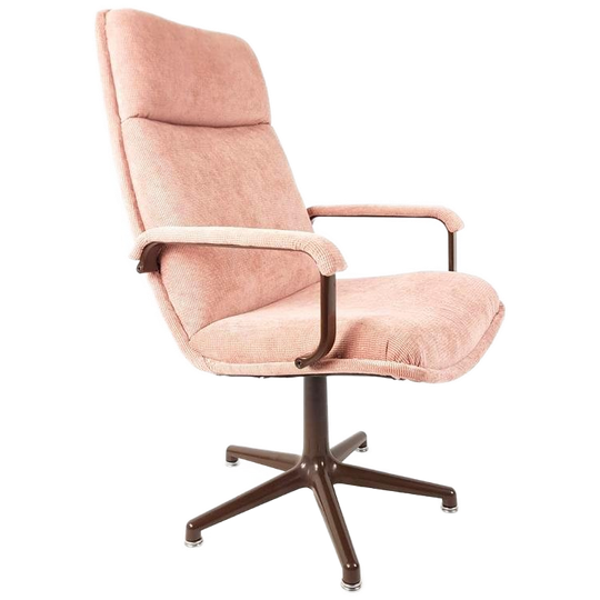 Vintage Artifort Bureaustoel | Stoel Roze Bruin Nieuwe Stof 1
