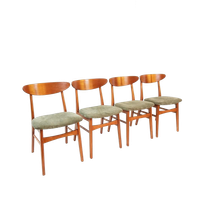 4 Vintage Deense Stoelen Nieuw Gestoffeerd