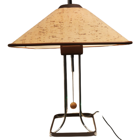 Chrome & Cork Table Lamp Bt Herda For Lampadari 3 Luci, 1970s 1