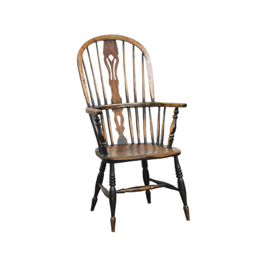 Elegante, Prachtige, Antieke Engelse Highback Windsor Eetkamerstoel 1