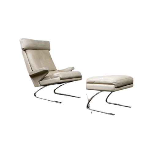 Leather "Swing" Lounge Chair With Ottoman For Cor, 1960'S
