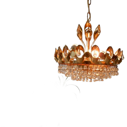 Retro Vintage Hanglamp Hollywoodregency Jaren 60 Goud Kleur 1