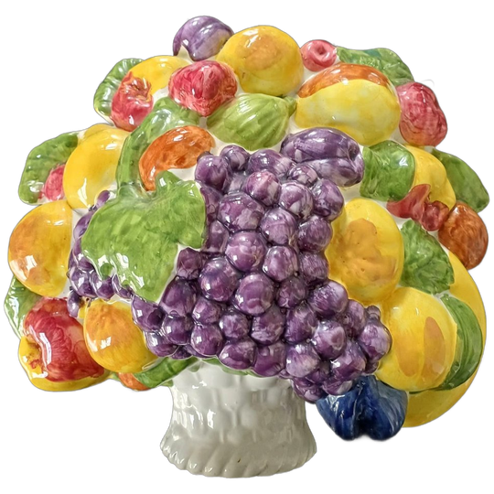 Barbotine, Majolica Wandplaat, Fruitmand Reliëf 1