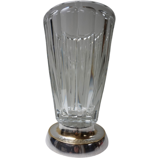 Art Deco Kristallen Glazen WMF Vaas Met Verzilverde Voet 1