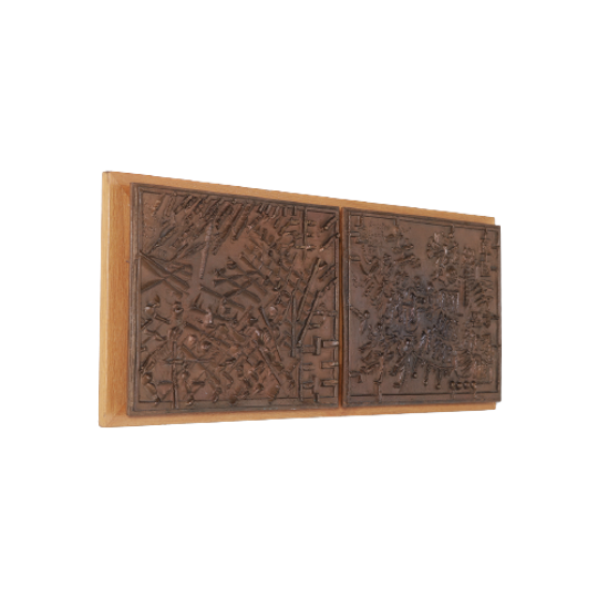 Unique Bronze Wall Landscape From Bror Marklund Sweden 1950’s 1
