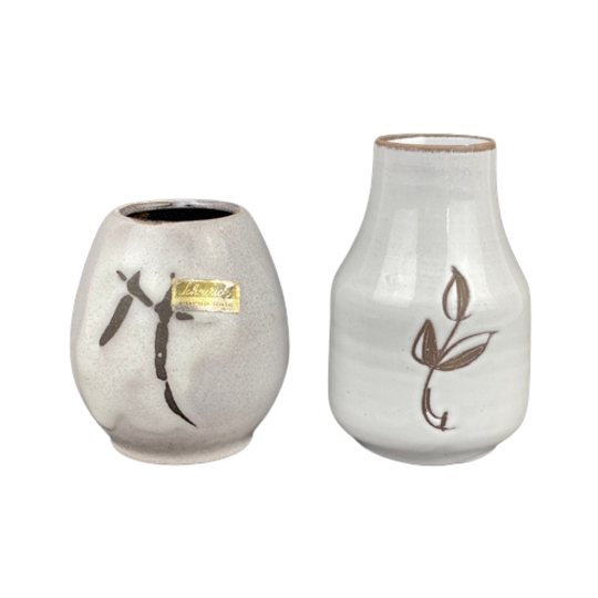2 Vintage Mini Vazen, <<<brand>>>, Verzamelbare Keramiek Halverwege De Eeuw 1