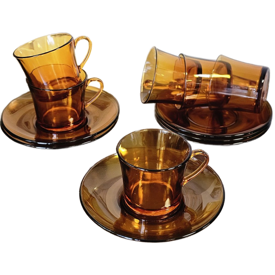 Duralex France Vintage Kop En Schotels Okergeel/ Amber (6 Stuks) 1