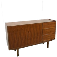 Teak Fineer Dressoir Met Ronde Knop En Lades