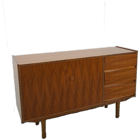 Teak Fineer Dressoir Met Ronde Knop En Lades 1