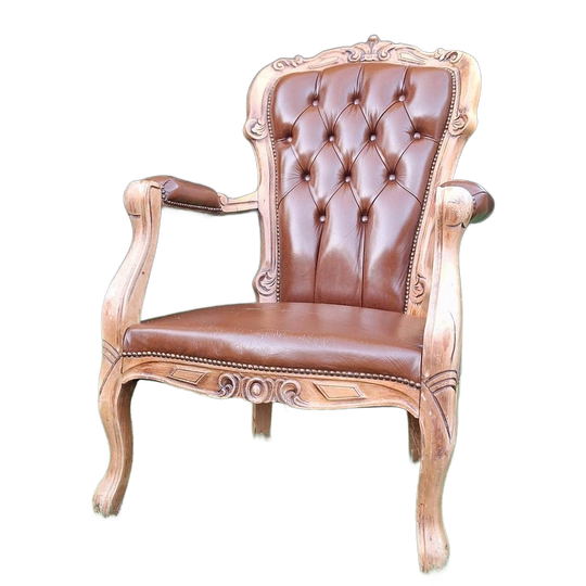 Barokke Leren Chesterfield Stoel, Gekapitoneerde Rugleuning 1