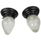 Gispen - Giso Gispen - 2 X Plafonniere - Geslepen Glas - 2E Kwart 20E Eeuw thumbnail 1