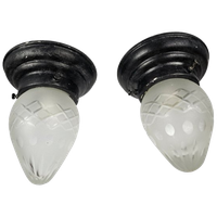 Gispen - Giso Gispen - 2 X Plafonniere - Geslepen Glas - 2E Kwart 20E Eeuw