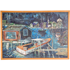 Schilderij Havenzicht Acryl Op Doek "Jan" ‘69 In Lijst thumbnail 1