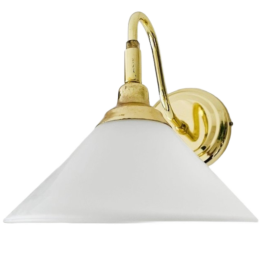 Vintage Ikea Wandlamp Goud Melkglas 1980’s 1