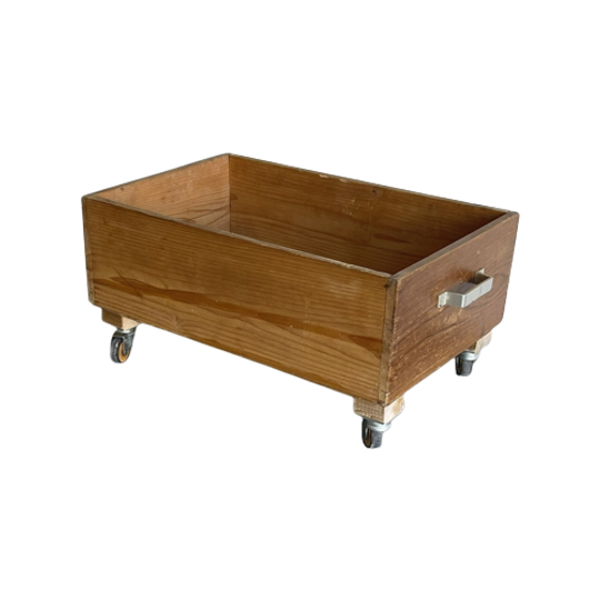 Houten La Kist Op Wielen Opbergkist Brocante 1