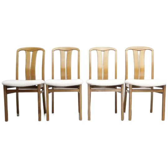 Set Vintage Eetkamerstoelen Nieuwe Boucle Stof 1