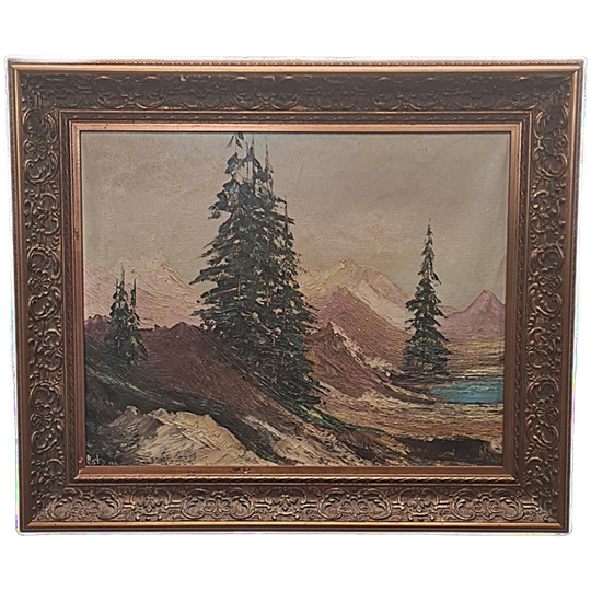 Vintage Berglandschap Schilderij Van Batoni, Midden20e Eeuw 1