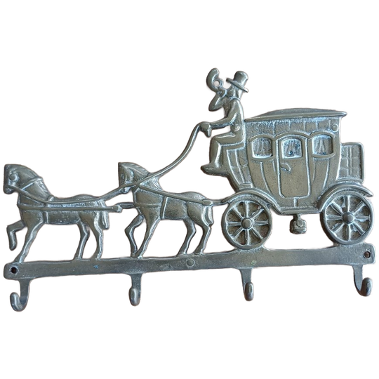 Messing Wandhaakjes Paarden Met Koets 1
