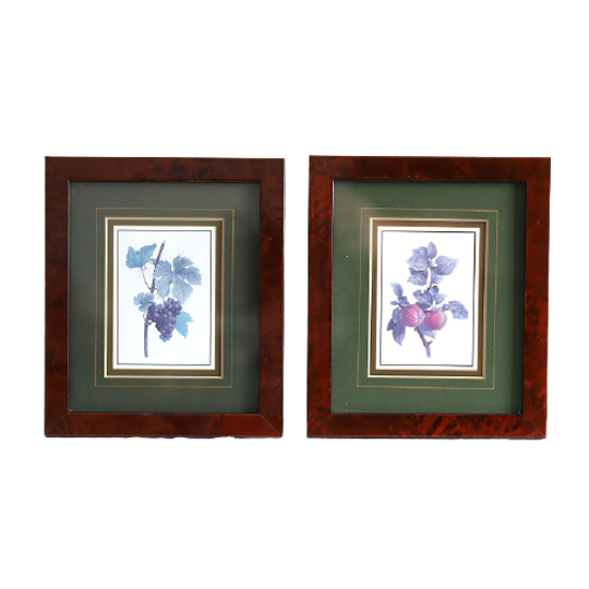2 Vintage Prentjes Van Fruit Takken Made In Britain, Jaren '80 1