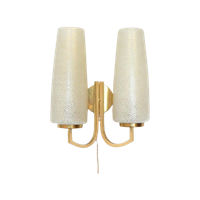 Retro Vintage Wandlamp Lamp Messing Jaren 60 Glas Goud