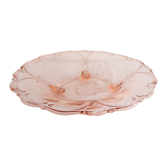 Persglas Fruitschaal Roze Met Sierranden, Jaren '50 1