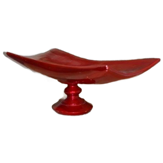 Japanse Design Schaal Op Poot Rood Metallic Fruitschaal 1