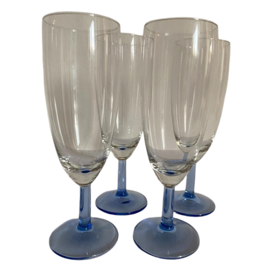 4X Champagneglas /Glazen Lichtblauwe Steel Luminarc 1