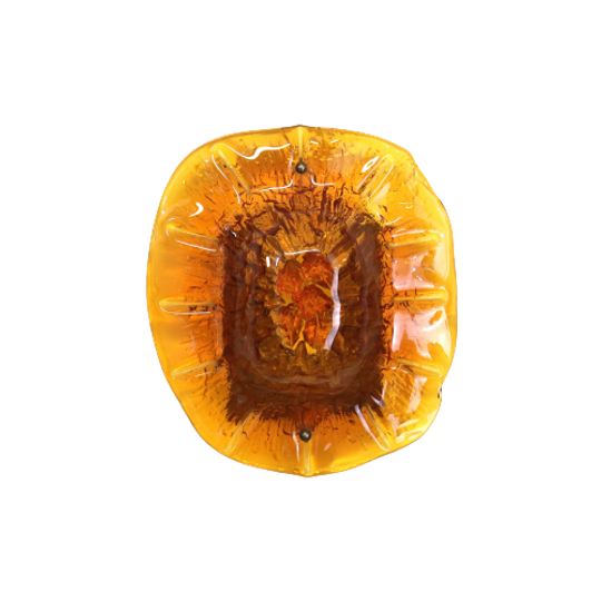 Zeldzame Amberkleurige Glazen Wandkandelaar *** Vitrika *** Model Medaillon *** Jaren 60 *** Dene 1