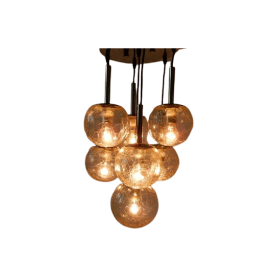 Vintage Lamp Hanglamp Plafondlamp Jaren 70 Bol Glas Doria 1