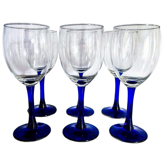 5X Vintage Luminarc Wijnglas Donkerblauw 1