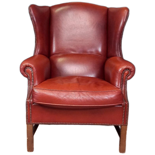 Grote Schapenleren Vintage Engelse Oorfauteuil 1