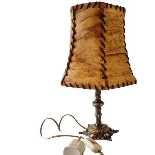 Varkensleer Lamp Met Koperen Poot 1