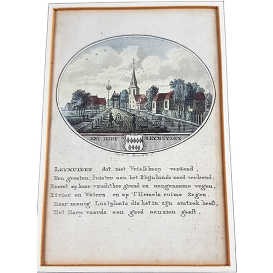 Kopergravure, Ingekleurd - " Het Gezigt Op Leymuiden"anna C. Brouwer Kopergravure - 18e Eeuw 1