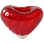 Vintage Vaas Hart In Rood Glas, Made In Romania Jaren '70 thumbnail 1