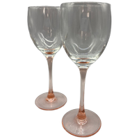 Vintage Luminarc Wijnglazen Roze Voet 2 Stuks
