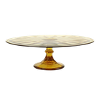 Art Deco Amber Taartschaal Gebak Schaal Depression Glass 27cm thumbnail 1