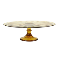 Art Deco Amber Taartschaal Gebak Schaal Depression Glass 27cm