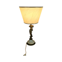 Art Nouveau Stijl - Tafellamp - Verguld - Engel - Marmer - 3E Kwart 20E Eeuw