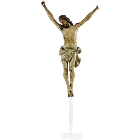 Corpus Hout Polychroom Antiek Christi 18de Eeuw Sculptuur Beeld 33cm 1