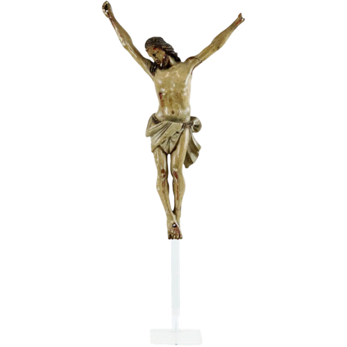 Corpus Hout Polychroom Antiek Christi 18De Eeuw Sculptuur Beeld 33Cm