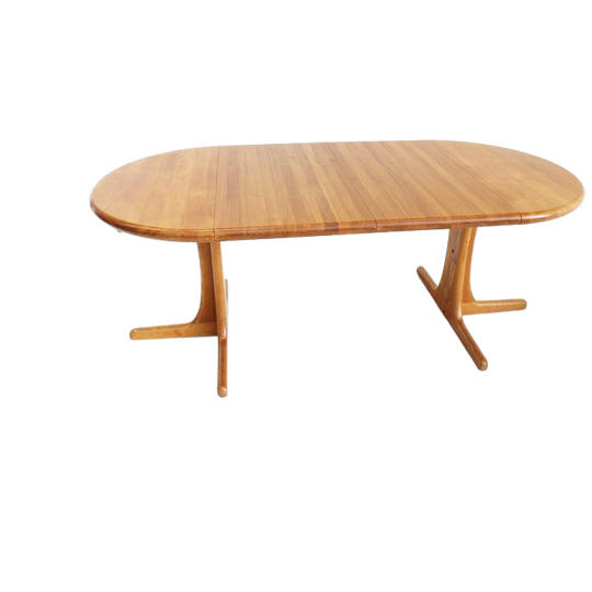 Vintage Deense Ronde Uitschuifbare Eettafel Tafel Massief Teak 1