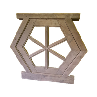 Houten Hexagonale Raamkozijn Met Raam 1E Helft 20E Eeuw