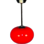 Glazen Rode Hanglamp Met Chromen Armatuur, 1980's thumbnail 1
